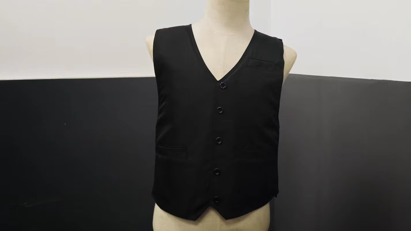 Finished stab-resistant vest on a mannequin