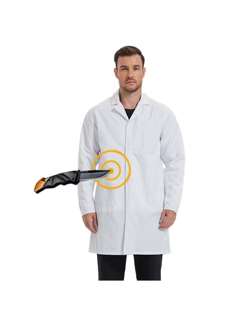Sturdyarmor Medical Staff Concealed Anti-Stab & Level 5 Cut Resistant Lab Coat